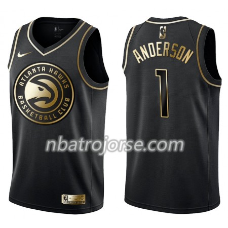 Män Atlanta Hawks Tröja Justin Anderson 1 Nike Svart Guld Edition Swingman